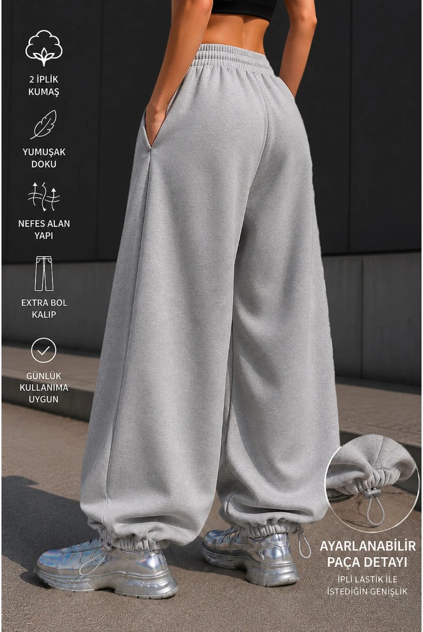 BSBSPOR Ultra Bol Baggy Ayarlanabilir Lastikli Paça Unisex Ekstra Rahat Kalıp Günlük Esofman Altı görsel 8