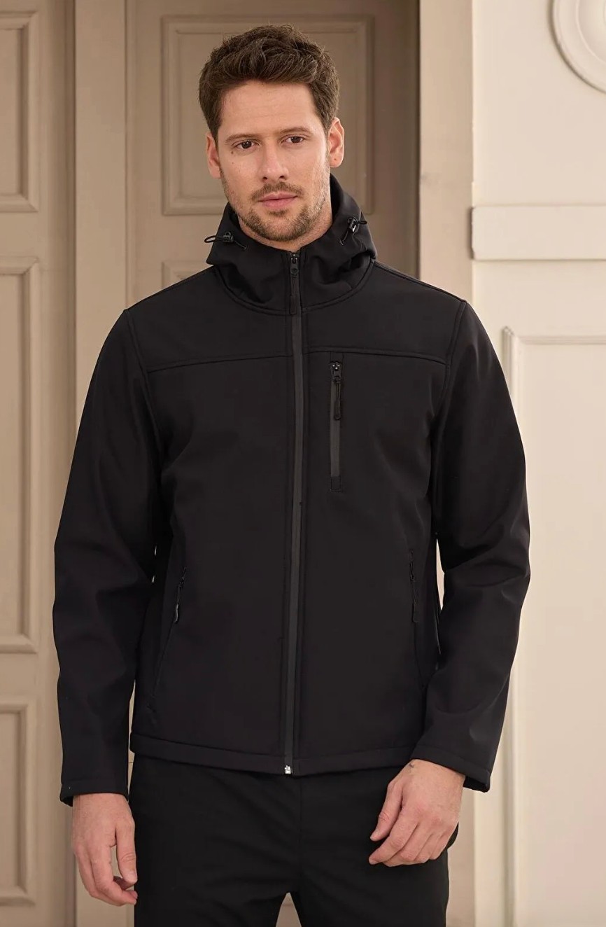 Erkek Su Geçirmez Rüzgar Geçirmez Softshell Çıkarılabilir Kapüşonlu Şişme Mont görsel 8