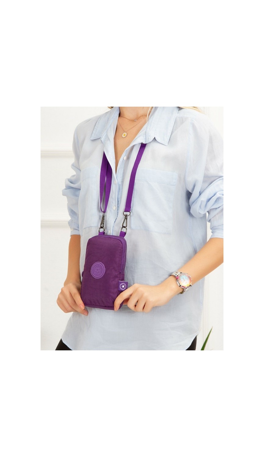 Sannora Bags Unisex Su Geçirmez Krinkıl Mini Telefon Cüzdan ve Pasaport Boyun Askılı Çapraz Omuz Çanta. görsel 2