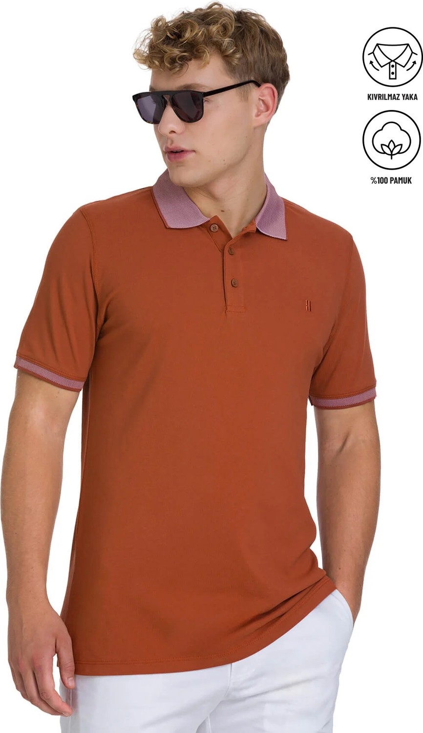 Hatemoğlu Erkek Lacivert %100 Pamuk Regular Fit Polo Yaka Tişört