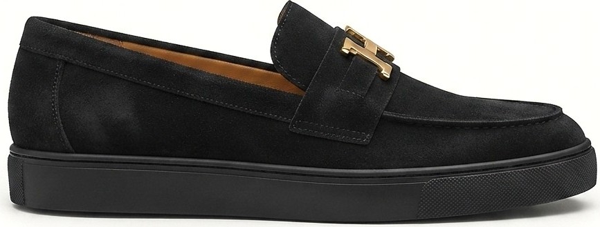 Zerenyus ZRK-X027 Premium Siyah Süet H Tokalı Bağcıksız Erkek Loafer görsel 2