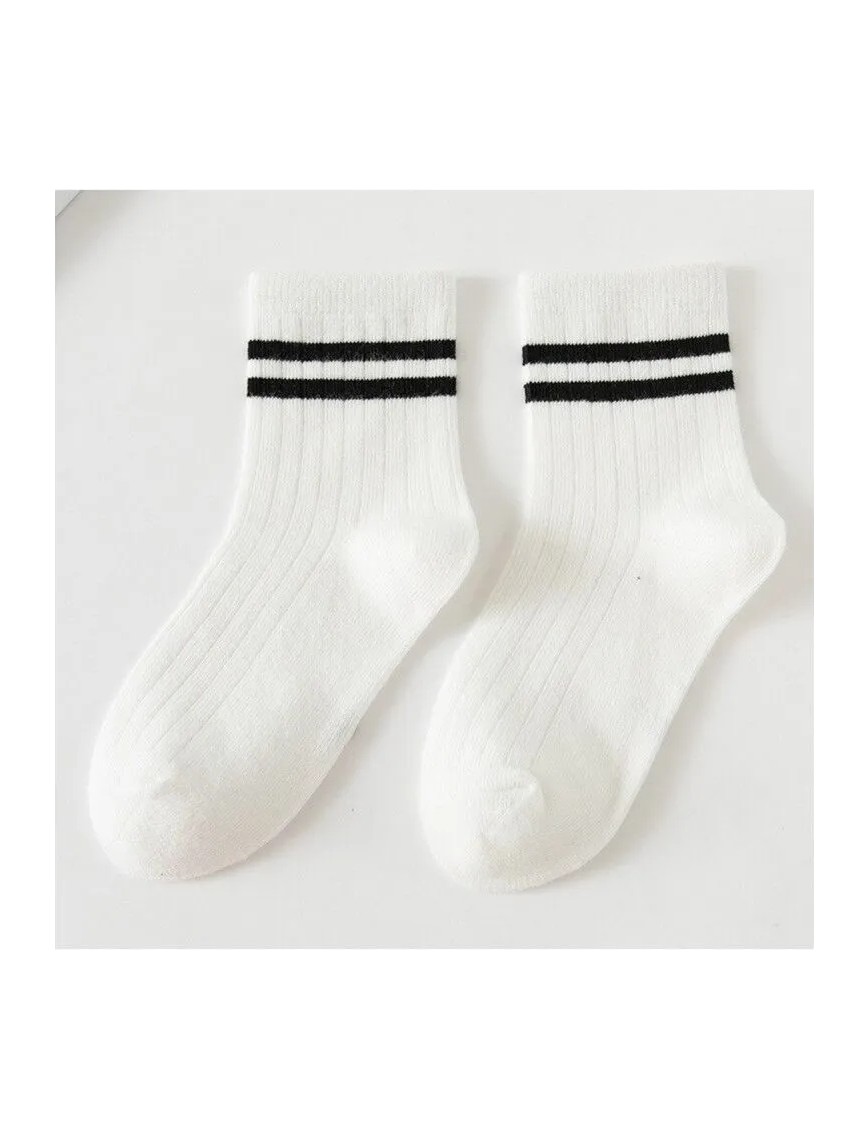 Bgk Unisex Çizgili Dizaltı Tenis Çorap 6'lı Paket Beyaz Renk Dokuma Kumaş Özellikleriyle görsel 2