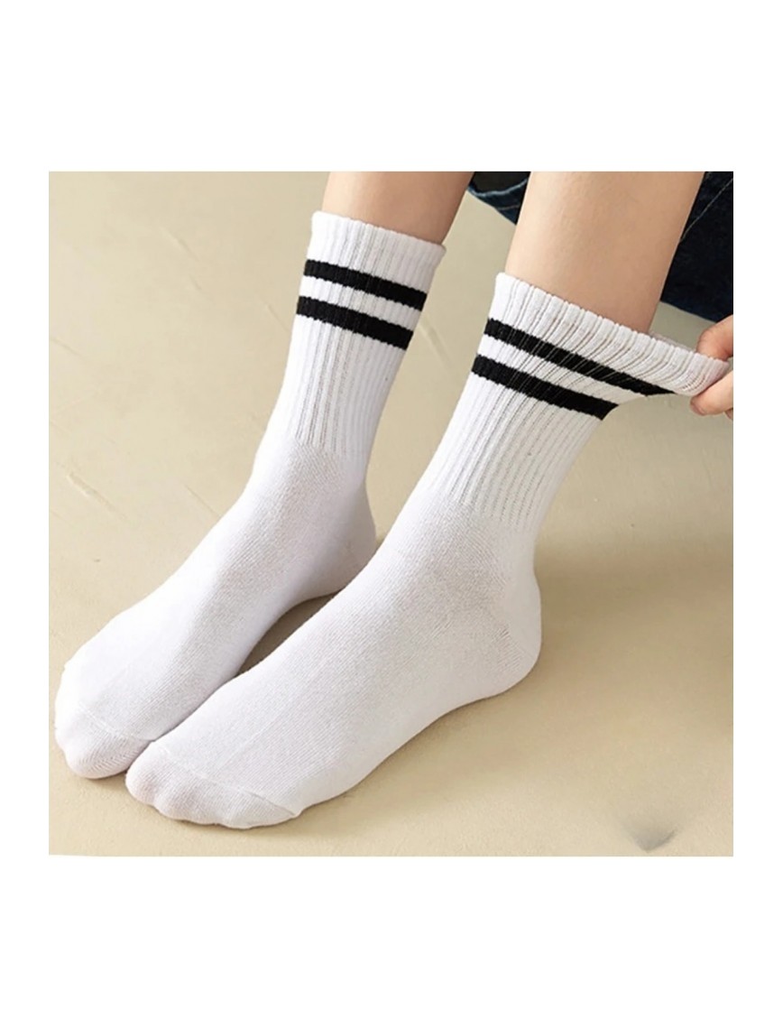 Bgk Unisex Çizgili Dizaltı Tenis Çorap 6'lı Paket Beyaz Renk Dokuma Kumaş Özellikleriyle görsel 3