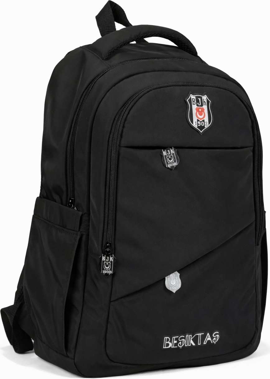 Beşiktaş Lisanslı 3 Bölmeli Siyah Paraşüt Kumaş Sırt Çantası - Laptop Bölmeli Okul Çantası görsel 3
