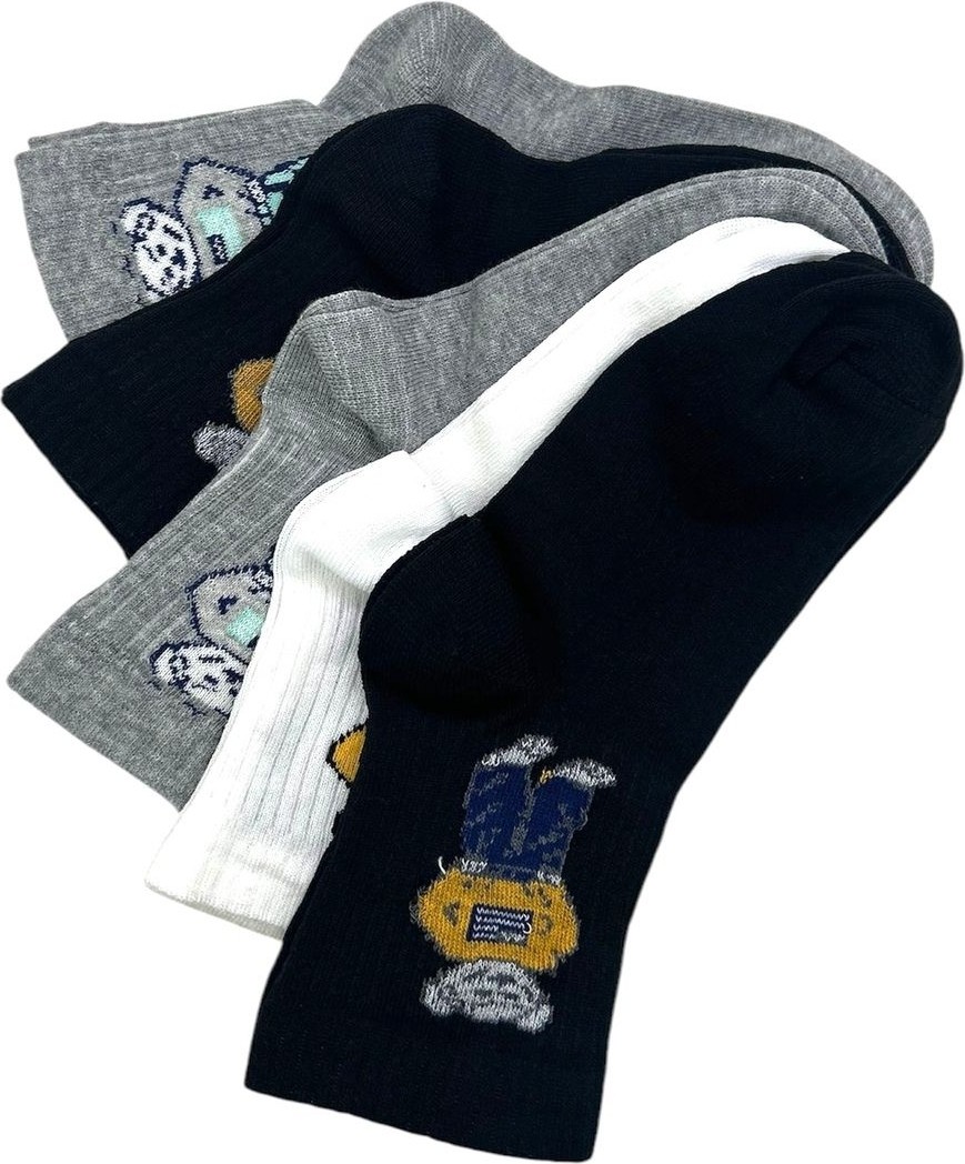 Black Arden Socks Çocuklar Için Rahat Renkli Kolej Çoraplar, 5’li Neşeli Günlük Set” görsel 2