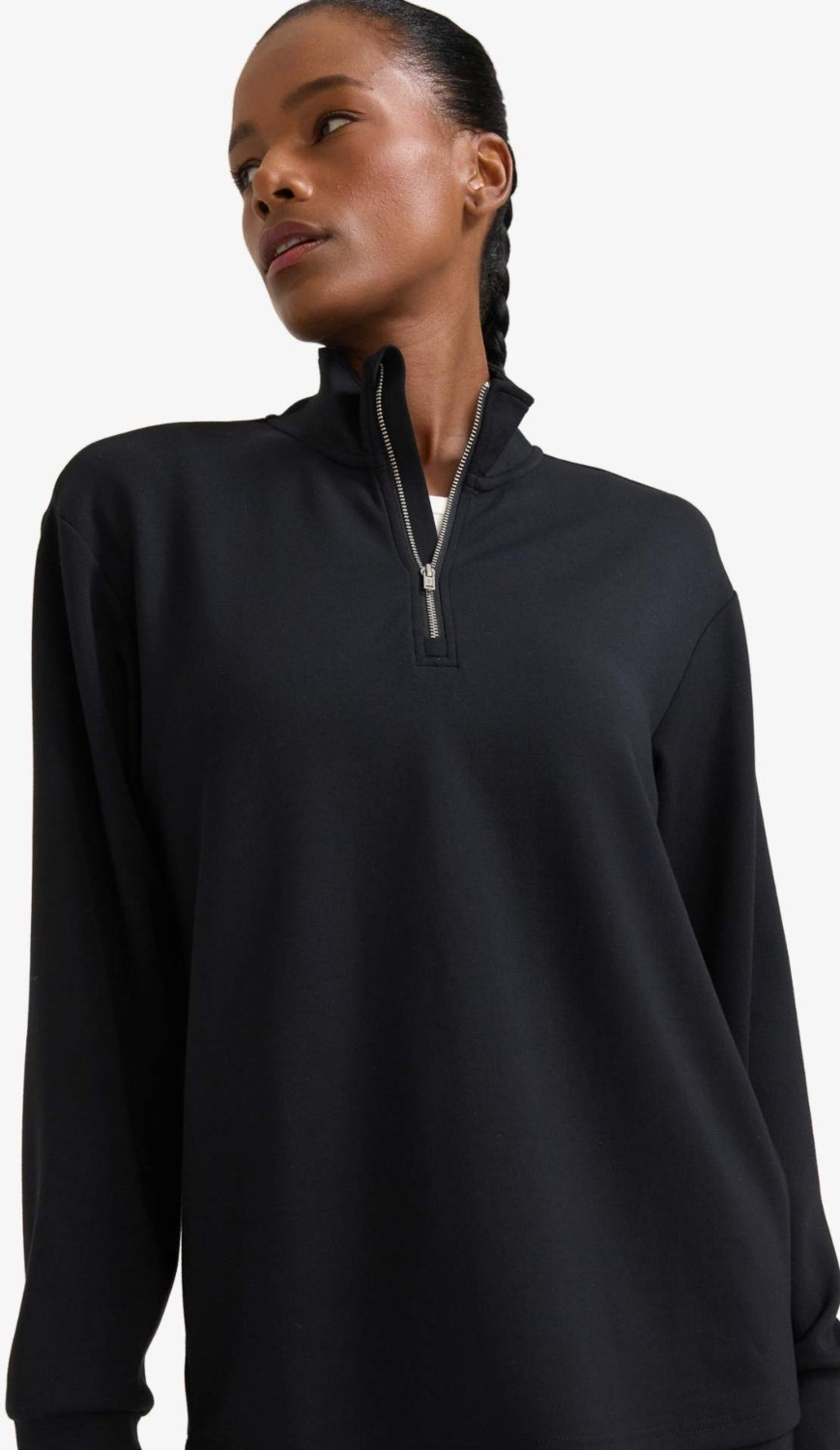 DeFacto Oversize Geniş Kalıp Yarım Fermuarlı Dik Yaka Modal Sweatshirt D7126AX25AU görsel 2