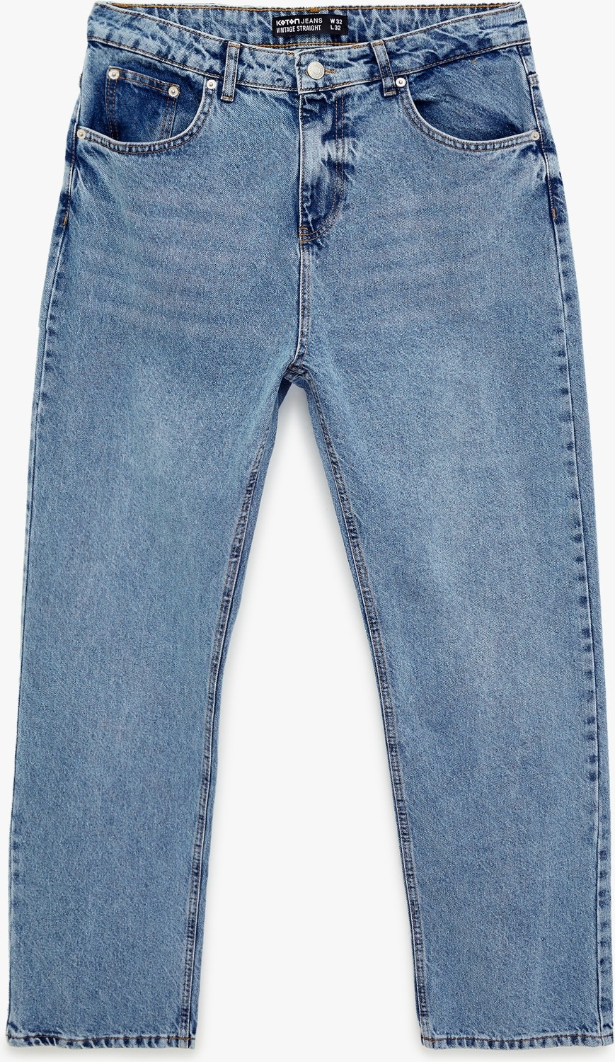 Koton Normal Bel Düz Paça Pamuklu Vintage Straight Fit Jean Pantolon görsel 5