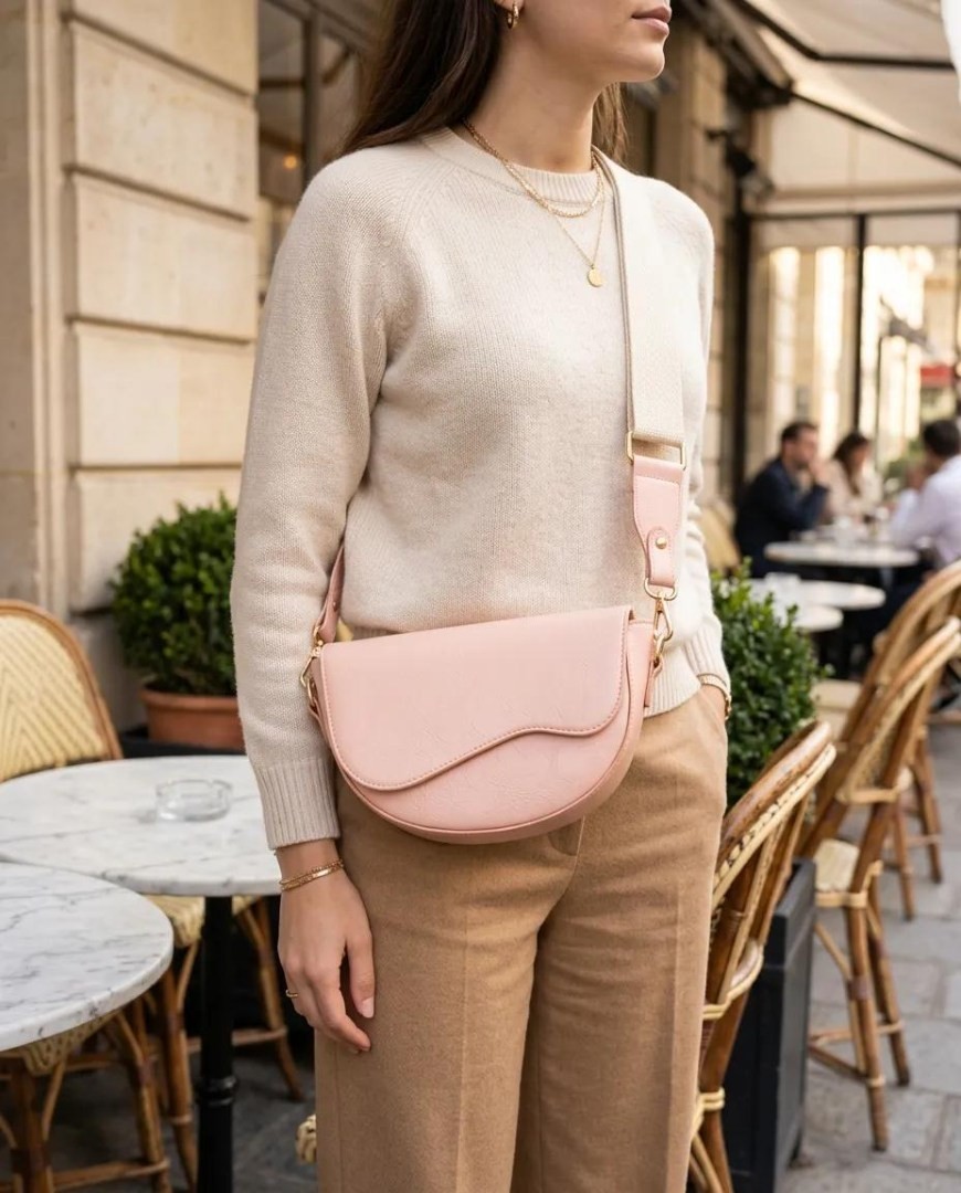 Aksiyon Global Soft Pembe Yumuşak Deri Gold Detaylı Tek Gözlü Kadın Omuz Çantası 23X15 cm - Lisinya