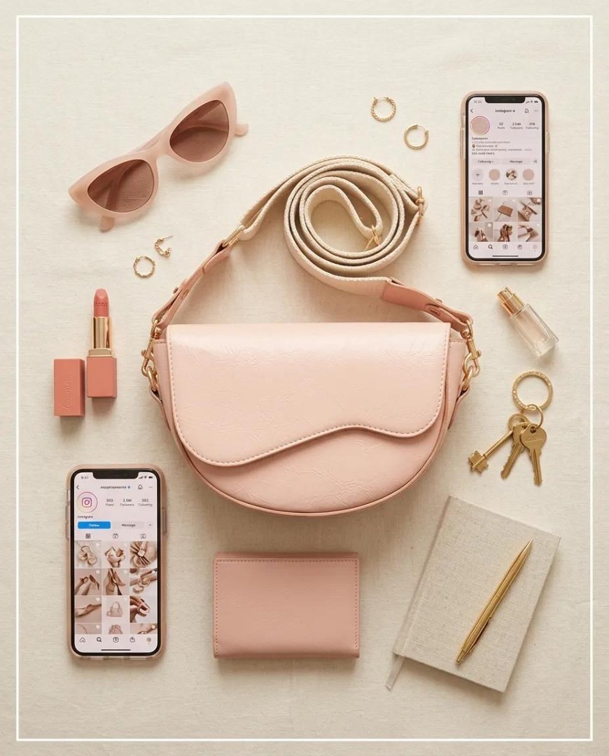 Aksiyon Global Soft Pembe Yumuşak Deri Gold Detaylı Tek Gözlü Kadın Omuz Çantası 23X15 cm - Lisinya görsel 3
