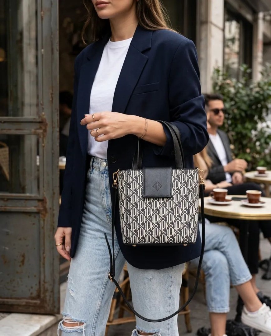 Aksiyon Global Şık Monogram Desenli Kadın El ve Omuz Çantası - Lisinya görsel 5