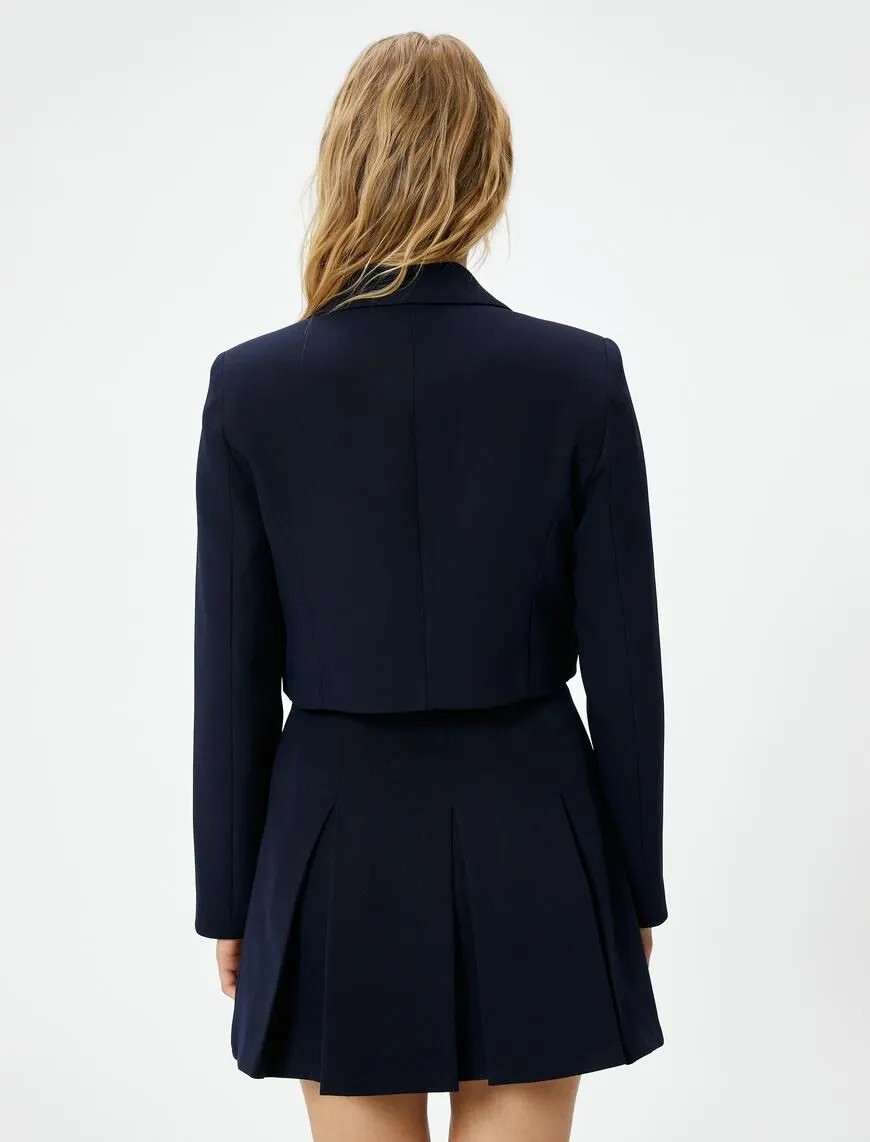 Koton Crop Blazer Ceket Düğmeli Kapaklı Cepli görsel 4