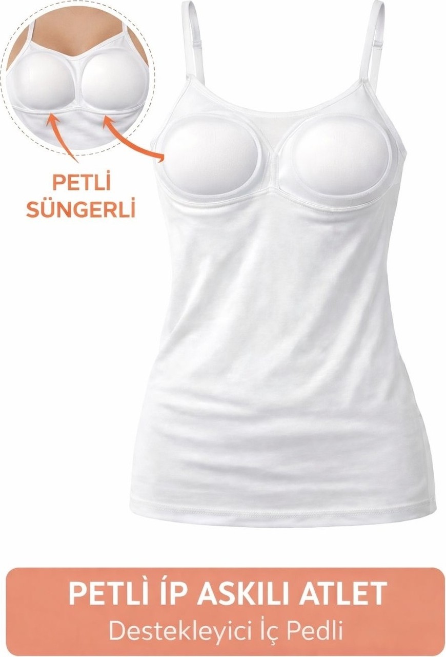 Veloure Kota Kadın Atlet 2’li Pedli Ince Ip Askılı Pamuklu Sütyenli Kadın Atlet-Bluz görsel 4