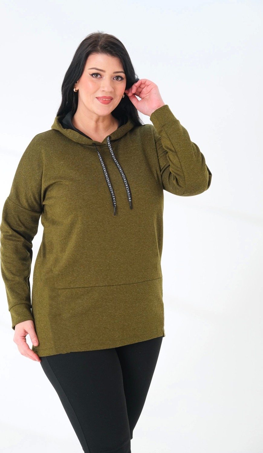 Lady Majestic Büyük Beden Kapüşonlu Sweatshirt