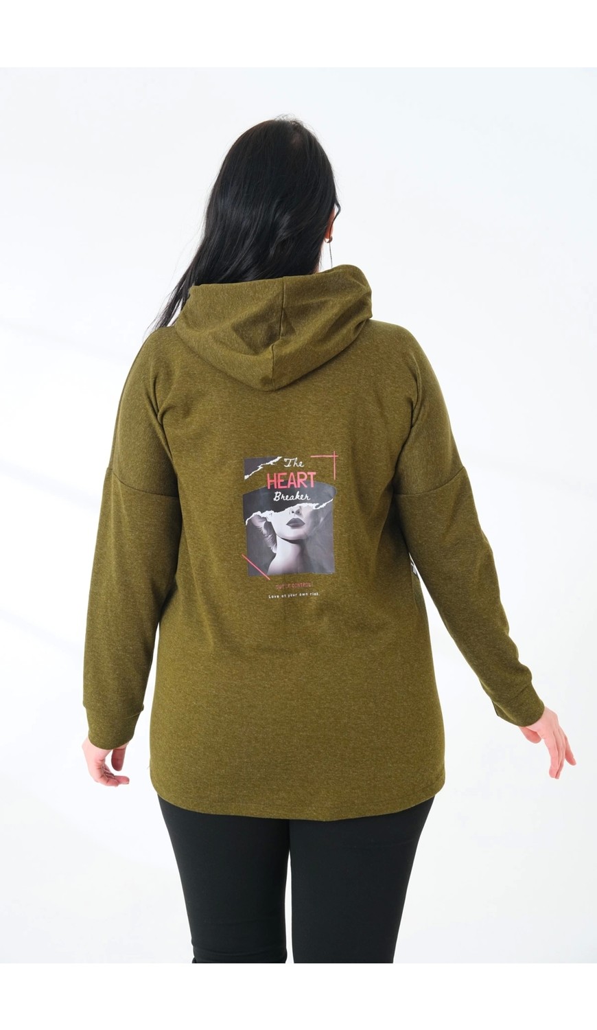 Lady Majestic Büyük Beden Kapüşonlu Sweatshirt görsel 3