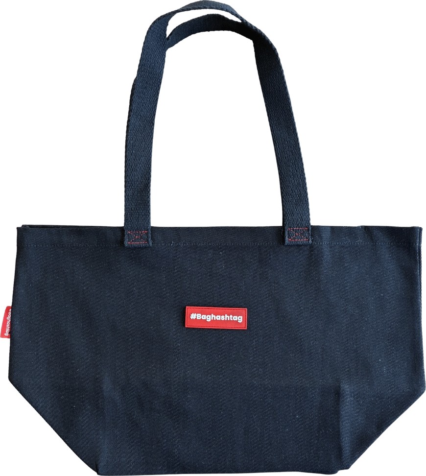 Baghashtag Siyah Gabardin Tote Çanta görsel 3