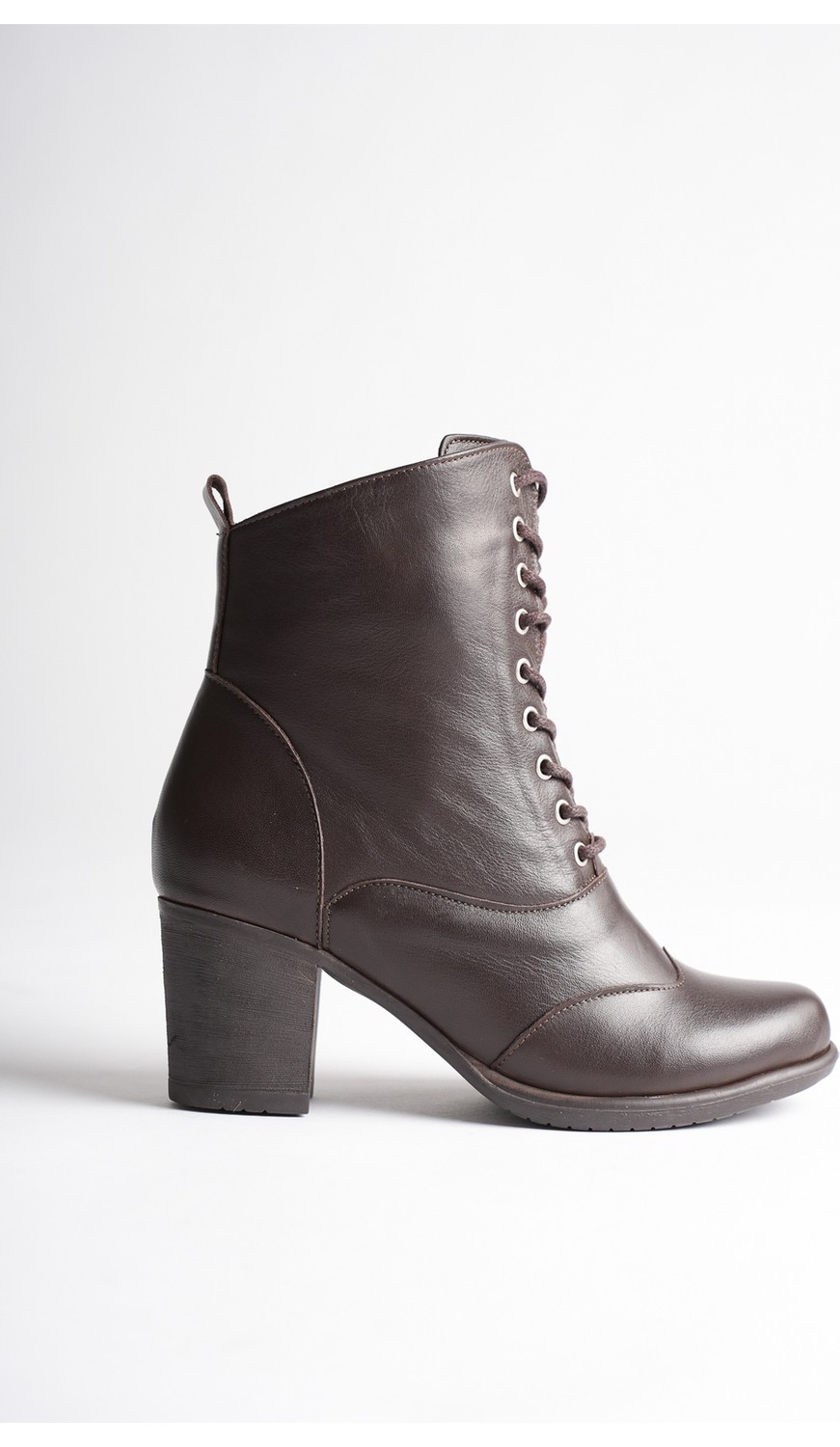 Analin Shoes Kadın Hakiki Deri Bağcıklı Kalın Topuklu Şık Kışlık Bot görsel 7