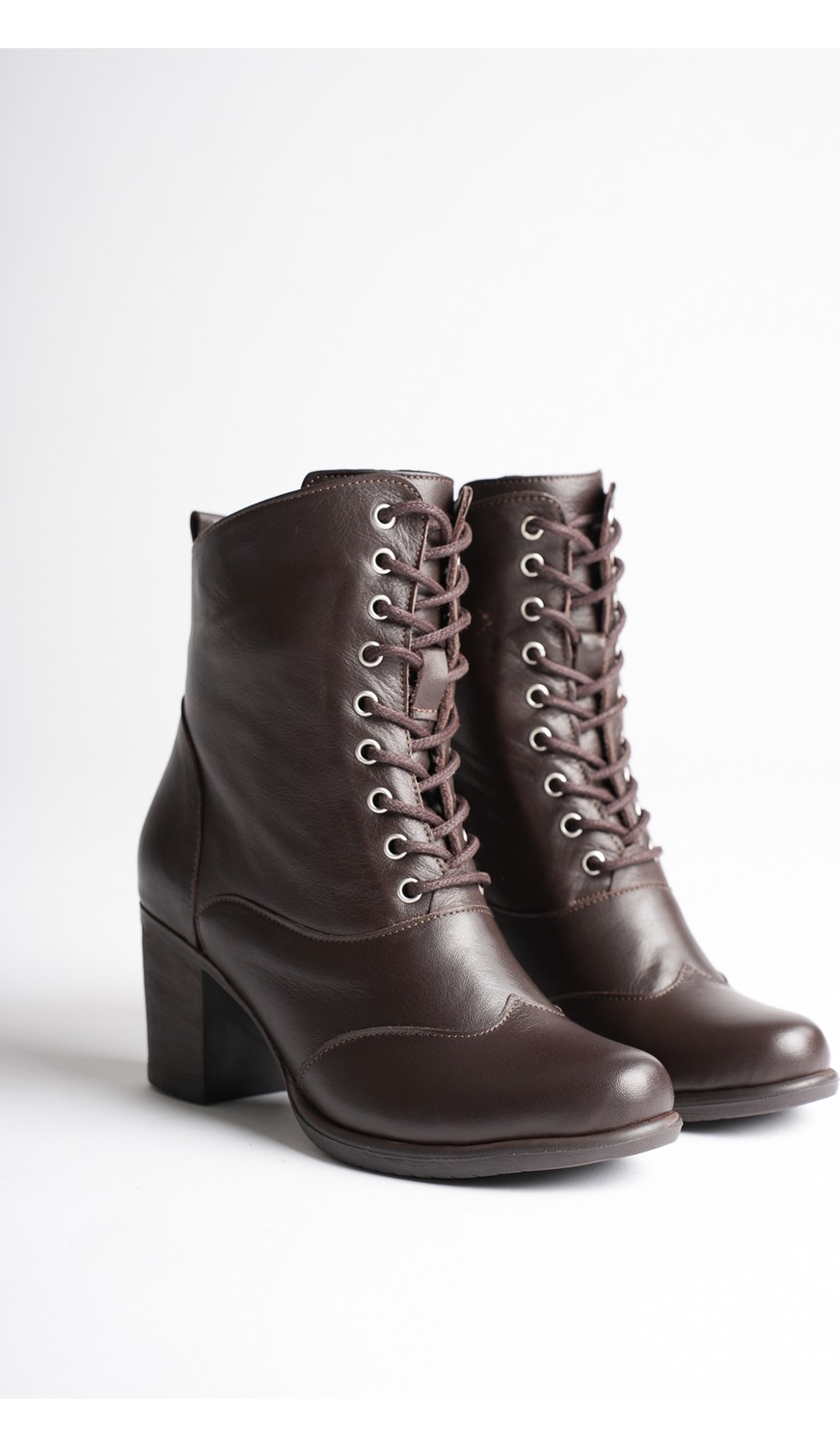 Analin Shoes Kadın Hakiki Deri Bağcıklı Kalın Topuklu Şık Kışlık Bot görsel 8
