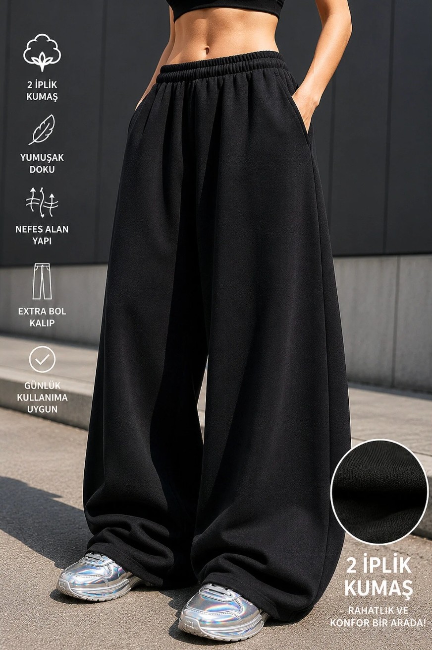 BSBSPOR Ultra Bol Baggy Ayarlanabilir Lastikli Paça Unisex Ekstra Rahat Kalıp Günlük Esofman Altı