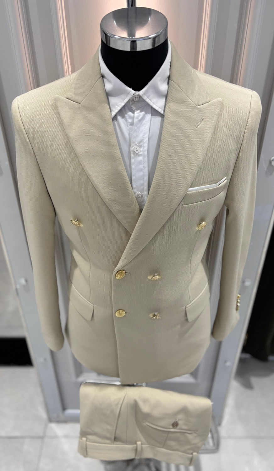 Sabri Zengin Erkek Kruvaze Slim Fit Takım Elbise