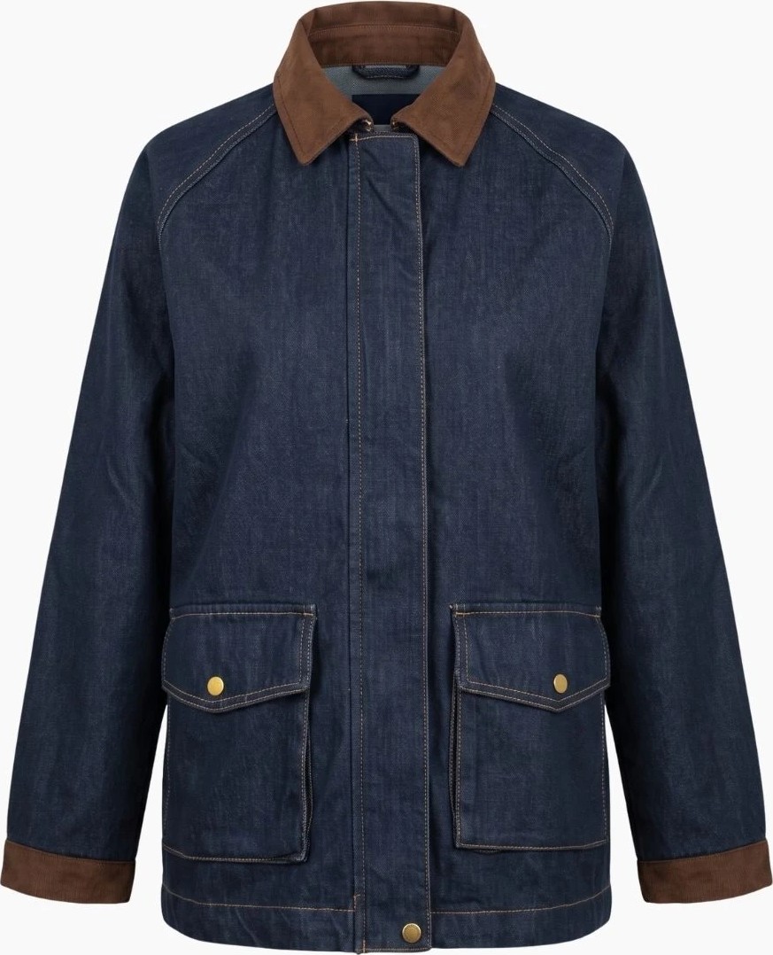 Cemo Kadın Denim Ceket Kadife Yaka Detaylı Fermuarlı Cepli görsel 4