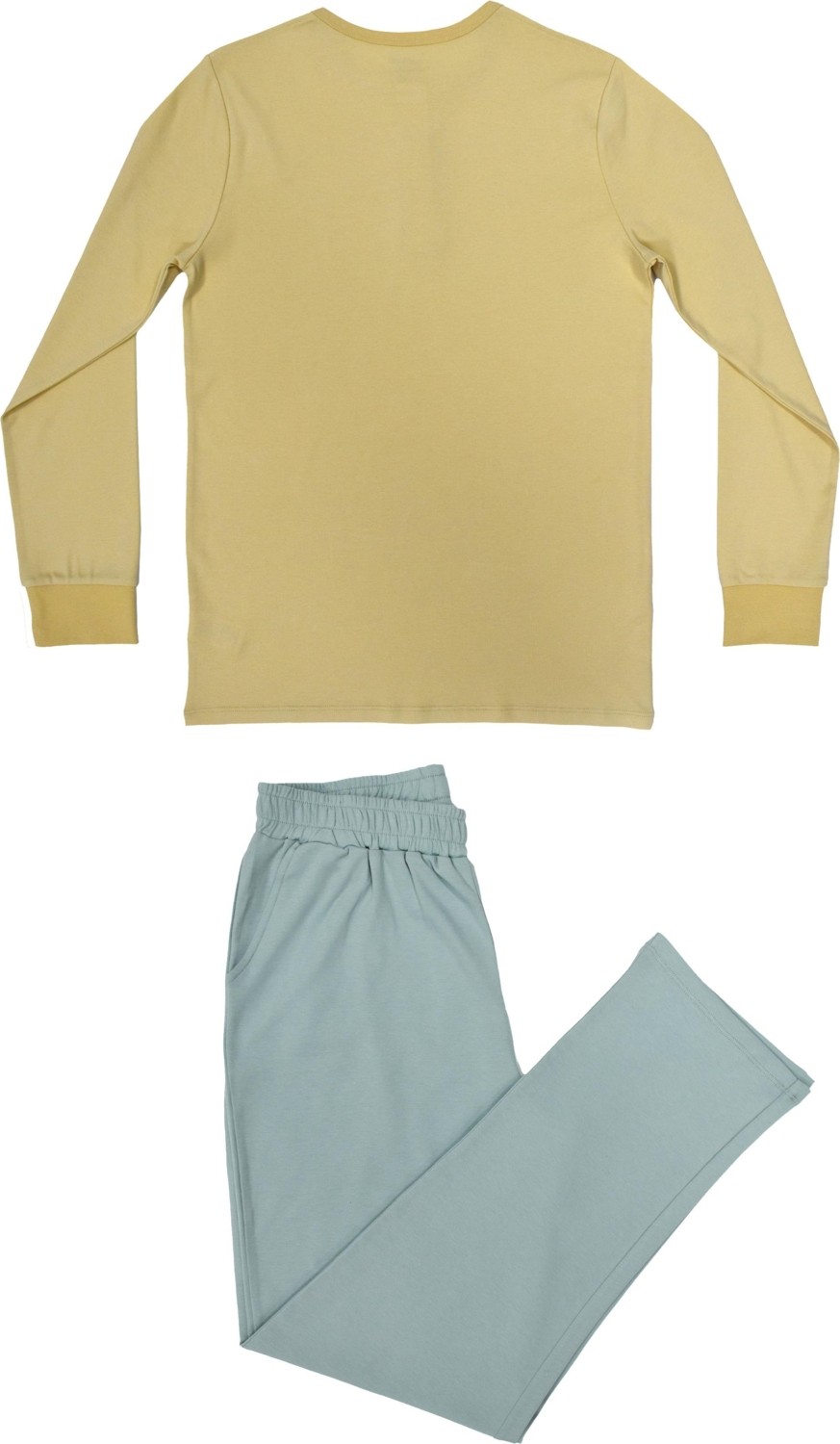 Organickid Basic Erkek Bej Mavi Pijama Takımı görsel 2