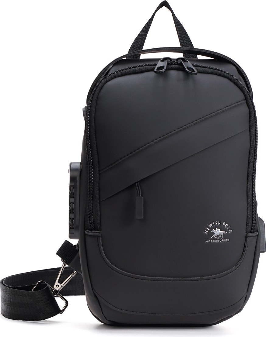 Sannora Bags Erkek Şifreli Omuz Çantası Çapraz Askılı Göğüs Çantası Çok Bölmeli Günlük Seyahat Çantası Siyah görsel 2