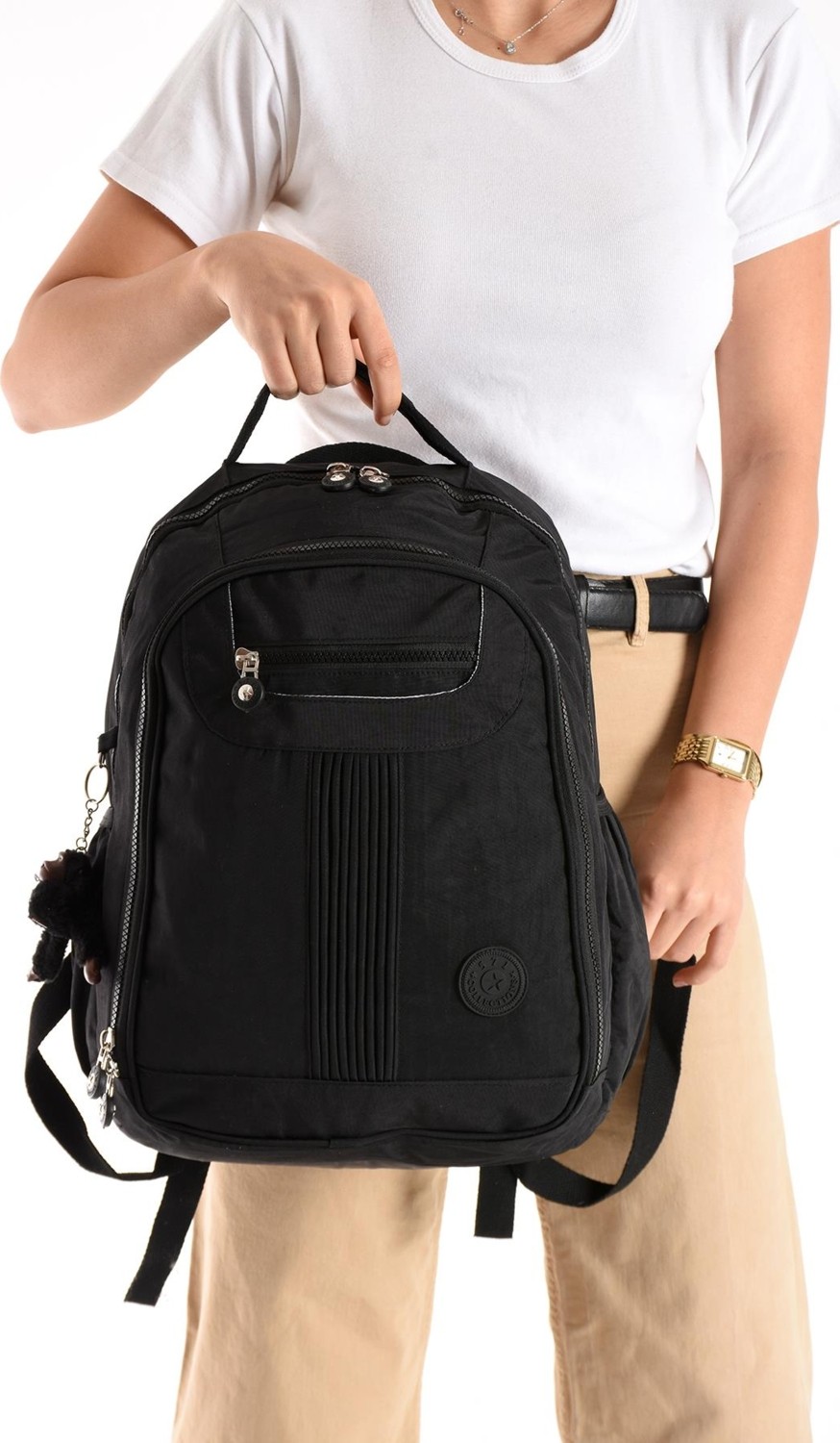 571 Collections Çanta Ultra Hafif Orta Boy Sırt Çantası Çok Cepli Siyah (Model: 571-3P)