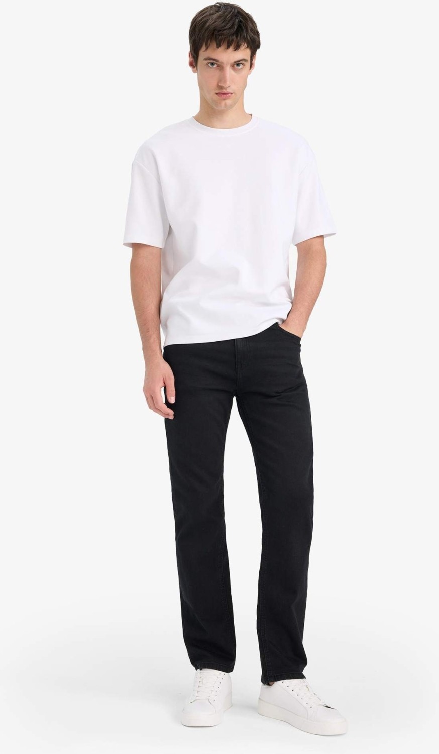 DeFacto Sergio Regular Fit Normal Bel Boru Paça Jean Pantolon W6868AZ25AU görsel 2