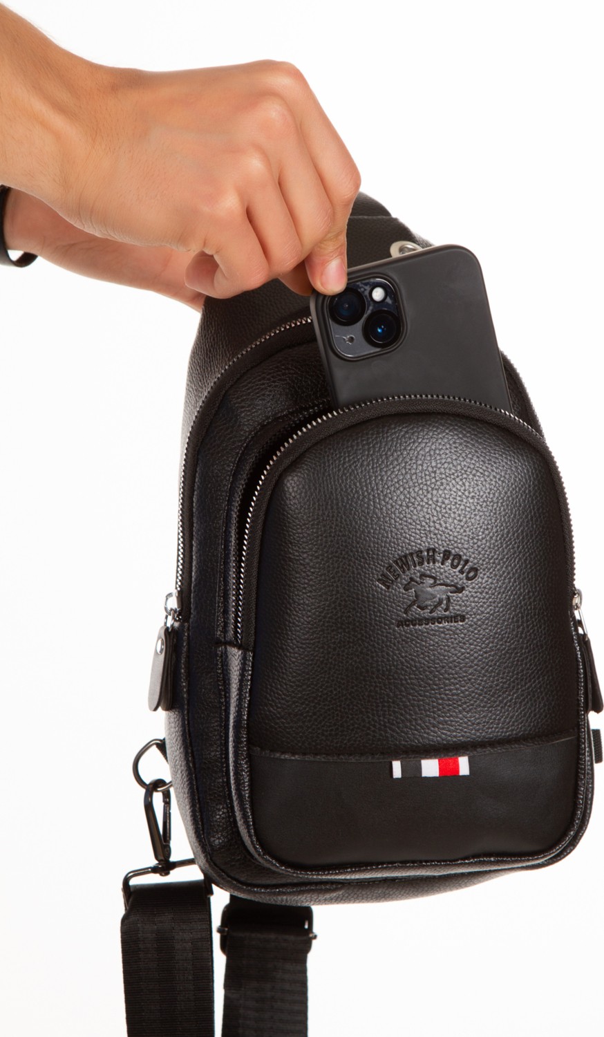 Sannora Bags Unisex Deri Çapraz Askılı Çanta Göğüs Çanta Çift Yönlü Omuz Çanta Kulaklık Çıkışlı Bodybag Günlük görsel 2