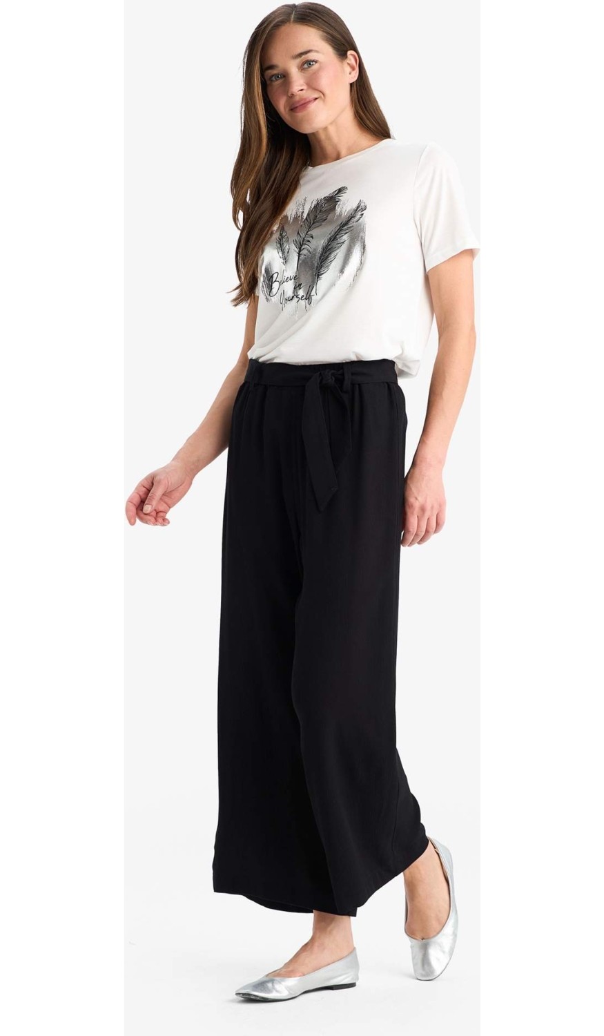 DeFacto Culotte Geniş Paça Krinkıl Viskon Pantolon C9565AX25SM görsel 4