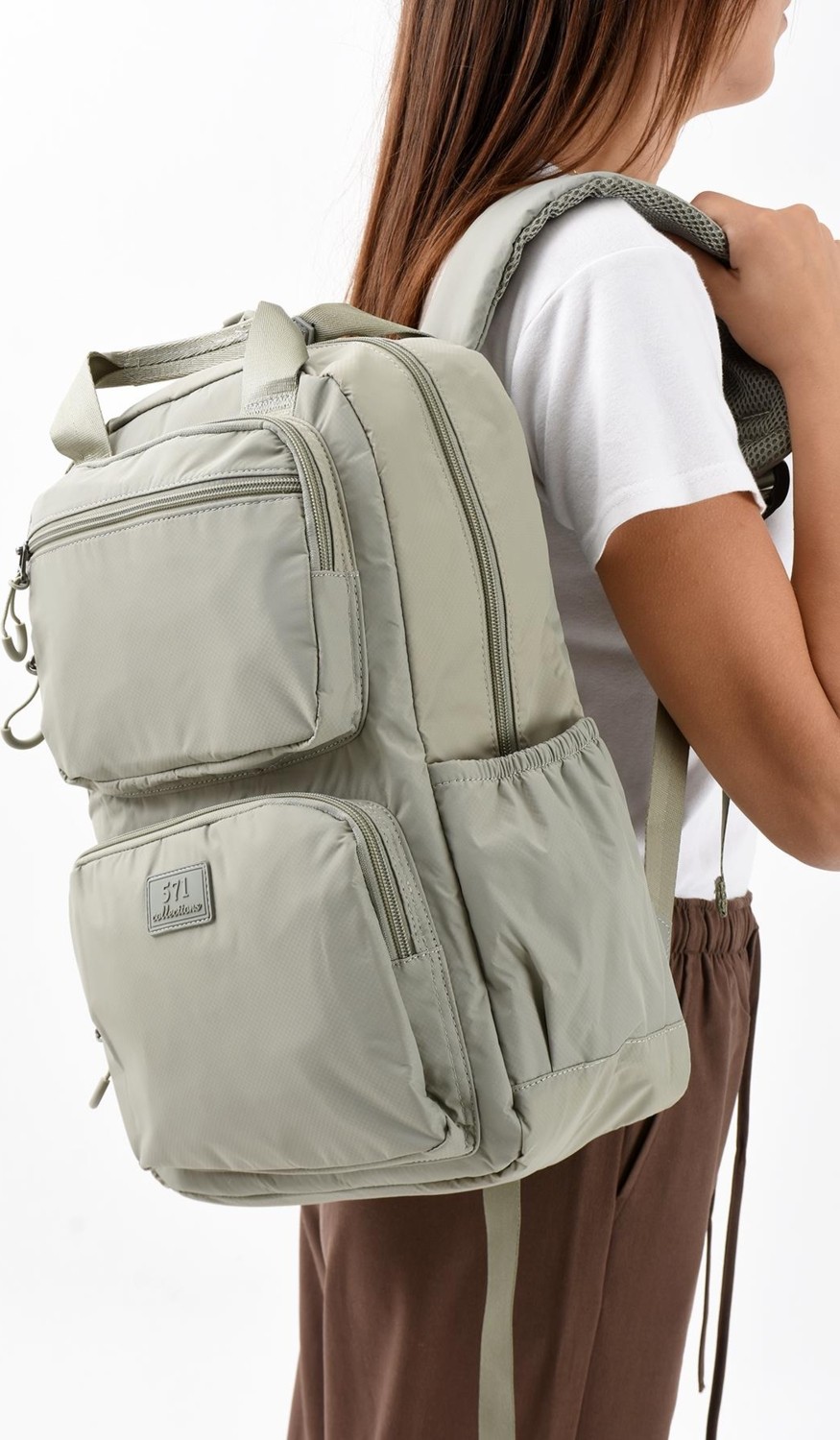 571 Collections Çanta Ultra Hafif Çok Bölmeli Büyük Boy Sırt Çantası(Su Geçirmez, Notebook, Laptop) Vizon Model: (571-13-9F) görsel 2