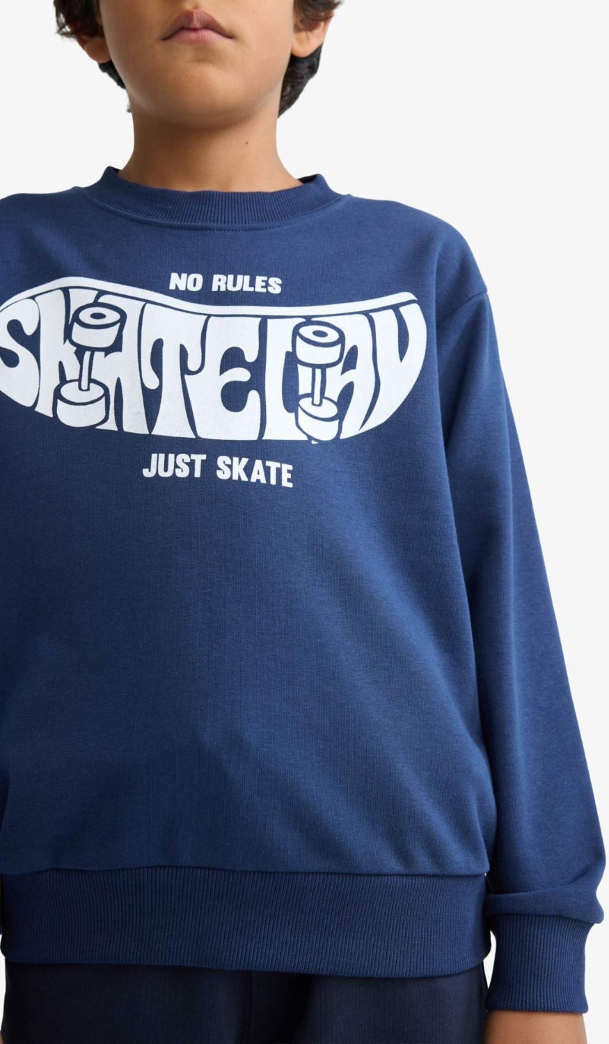 DeFacto Bisiklet Yaka Baskılı Sweatshirt Erkek Çocuk F2841A825AU görsel 5