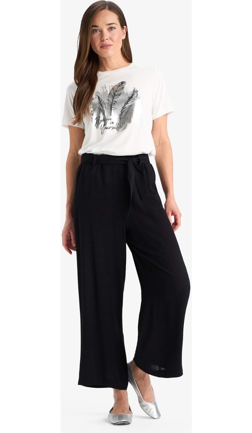 DeFacto Culotte Geniş Paça Krinkıl Viskon Pantolon C9565AX25SM görsel 7