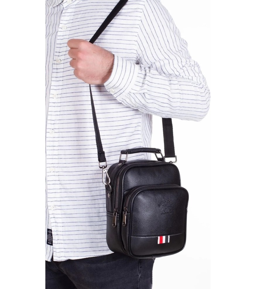 Newish Polo Erkek Deri Ayarlanabilir Çapraz Omuz Askılı Günlük Omuz ve El Çantası Çanta Suya Dayanıklı Orta Boy 19X22CM newpolo058 Tasarım Koleksiyonu görsel 7
