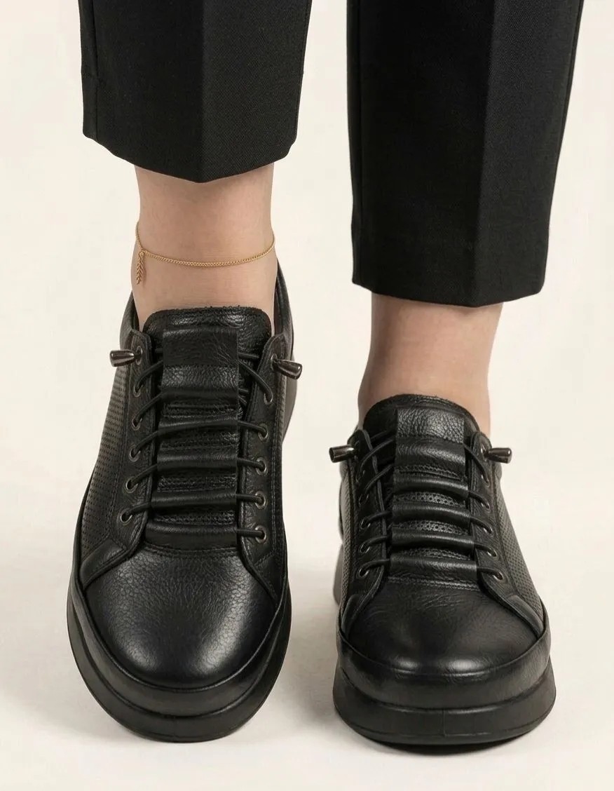 Gönbeler Hakiki Deri Kadın Sneaker - Hafif Poli Ortopedik Tabanlı Bağcıksız Günlük Spor Ayakkabı