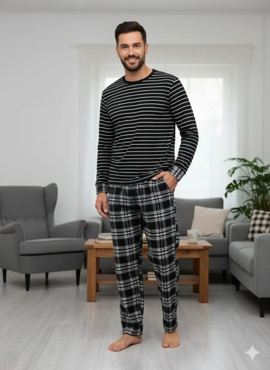 Melonika Pijalüx Tek Alt Cepli Ekose Pijama Battal
