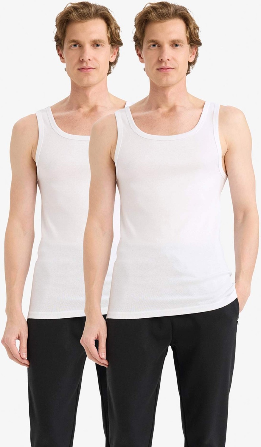 DeFacto %100 Pamuk Slim Fit Ribana 2'li Atlet Y9056AZ26SP