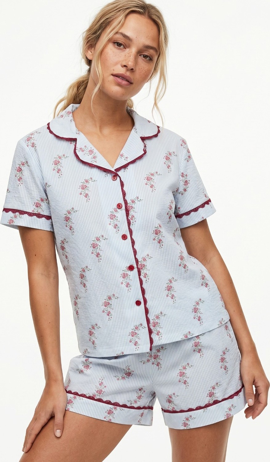 Siyah İnci Ince Soft Örme Düğmeli Dantel Biyeli Şortlu Pijama Takımı 8062 görsel 4