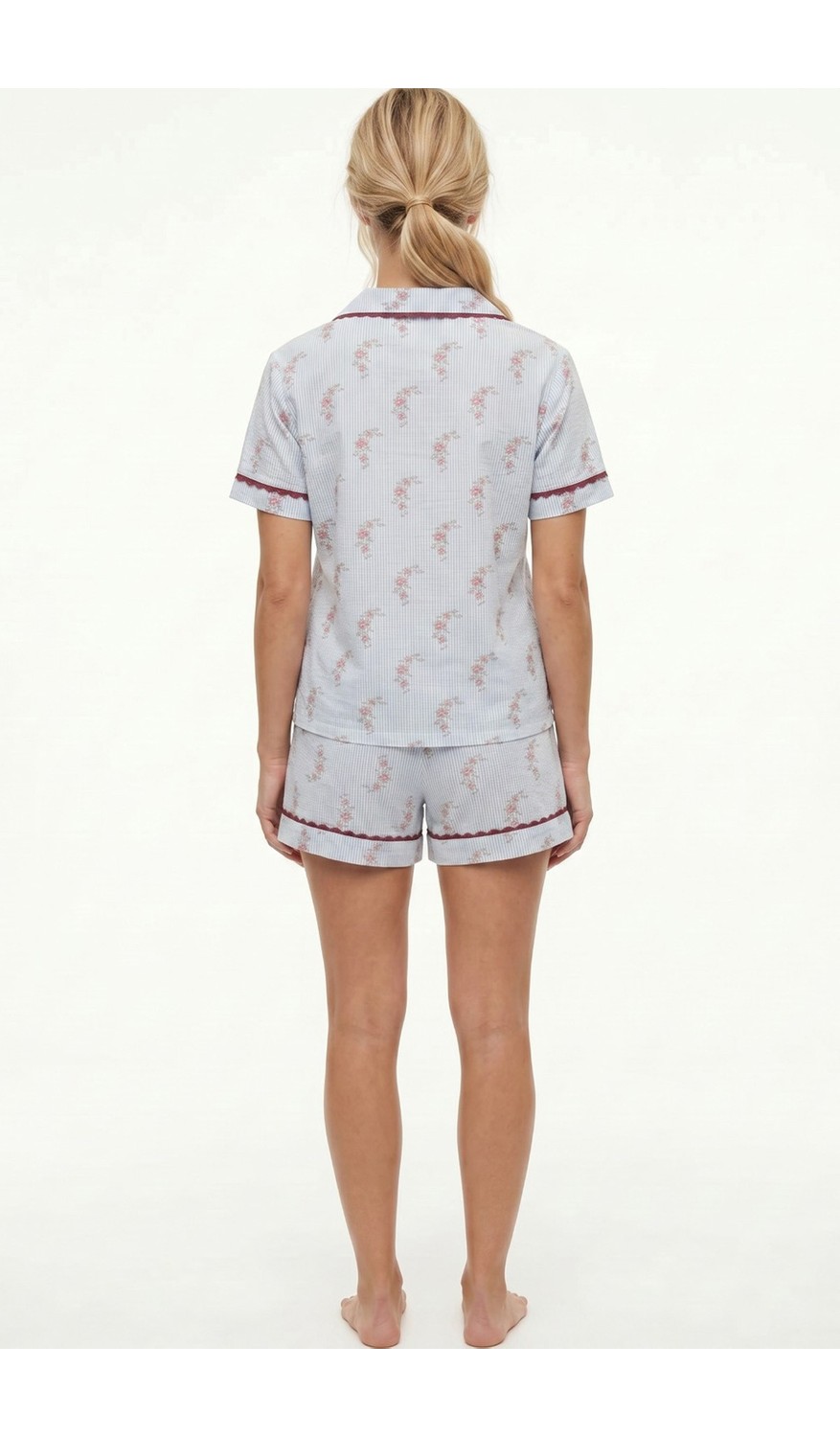 Siyah İnci Ince Soft Örme Düğmeli Dantel Biyeli Şortlu Pijama Takımı 8062 görsel 6
