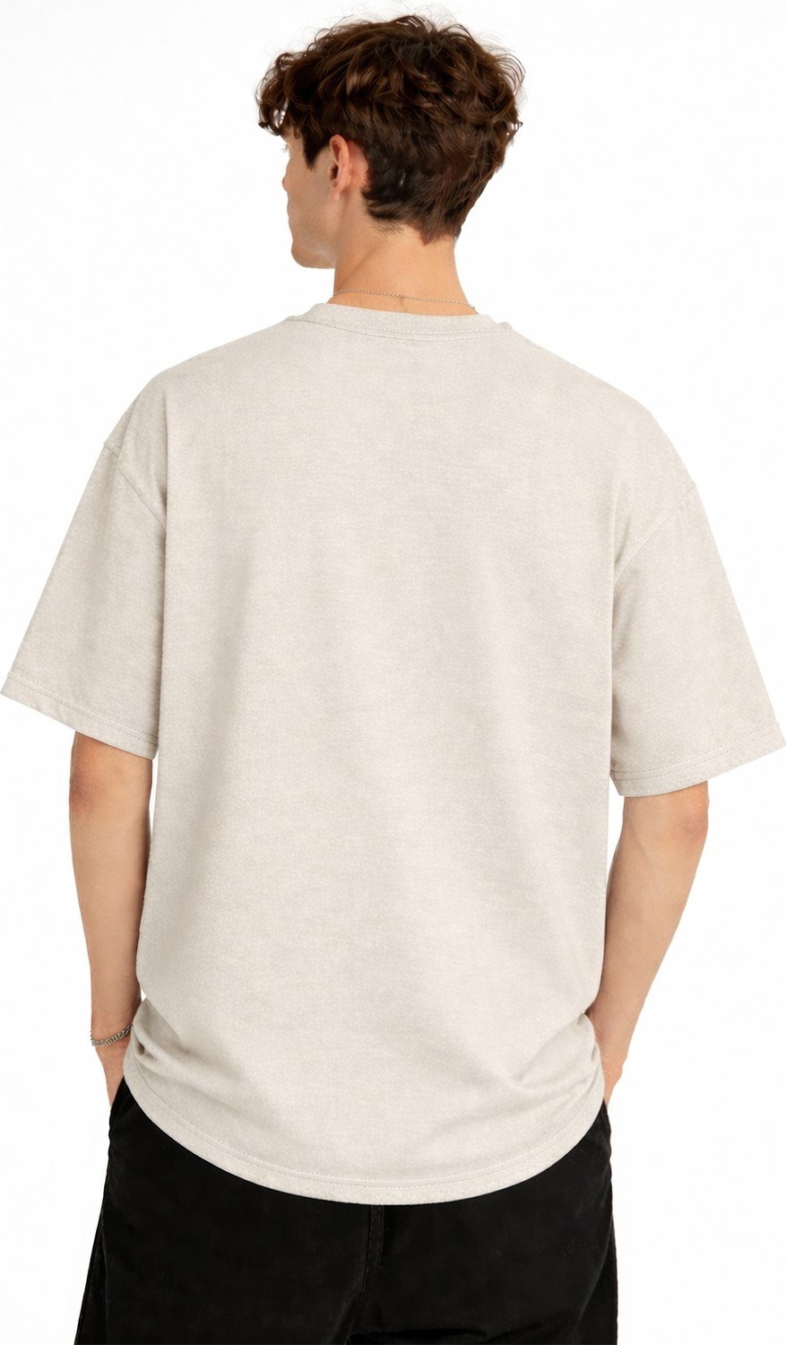 TeknoKapsül Blurry - Oversize Erkek Tişört Bej görsel 4