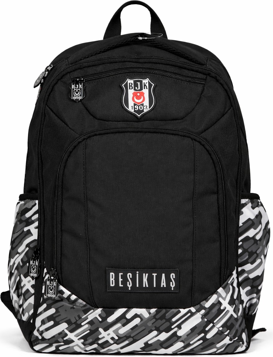 Beşiktaş Lisanslı Çok Bölmeli Sırt Çantası - Su Itici Kumaşlı Desenli Laptop Okul Çantası