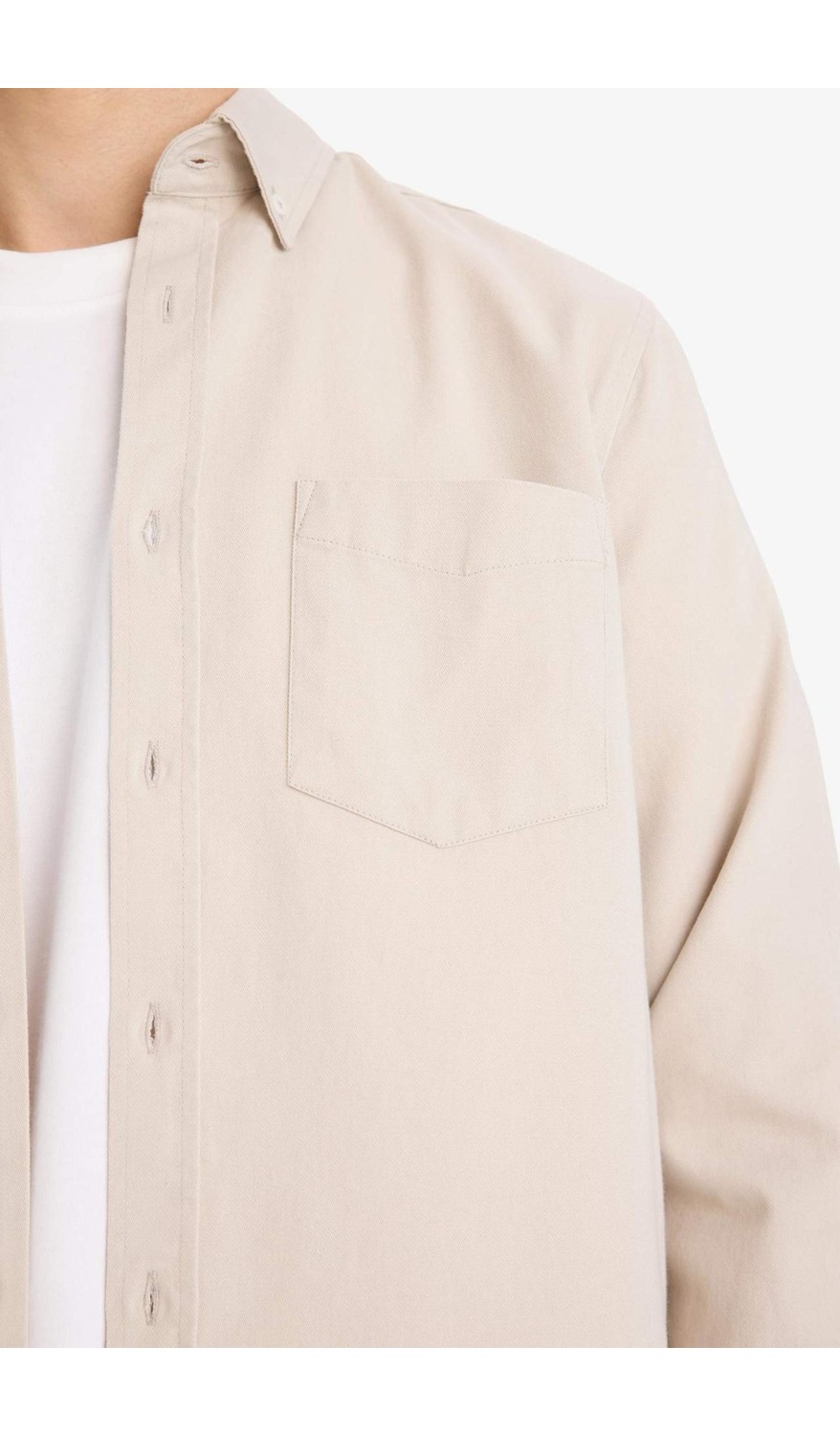 DeFacto %100 Pamuk Regular Fit Polo Yaka Gabardin Uzun Kollu Gömlek F1261AX26SP görsel 7