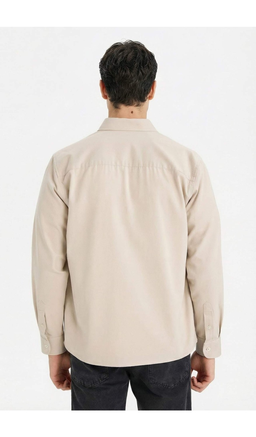 DeFacto %100 Pamuk Regular Fit Polo Yaka Gabardin Uzun Kollu Gömlek F1261AX26SP görsel 8
