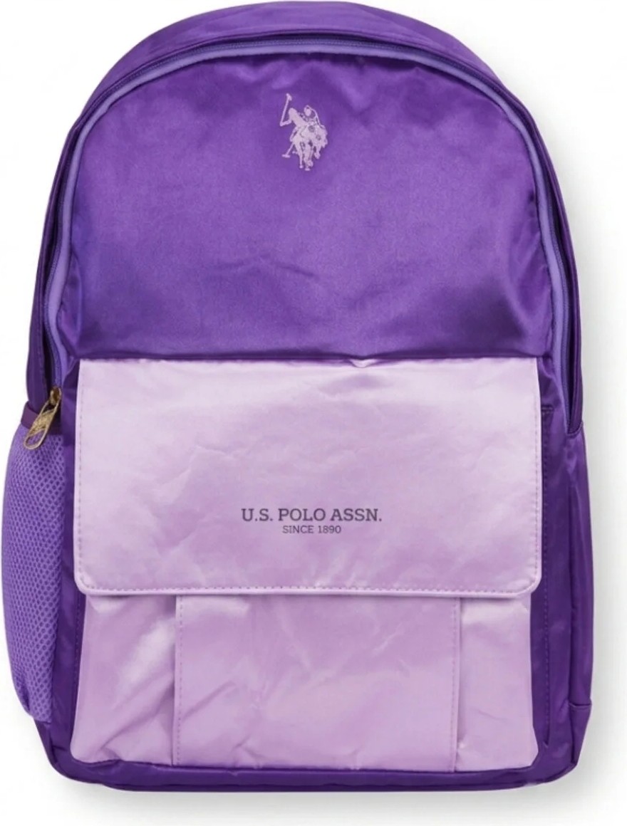U.S. Polo Assn. Kız Çocuk Sırt Çantası Kapaklı Fileli Yan Cepli Çok Gözlü Okul Çantası PLCAN26103