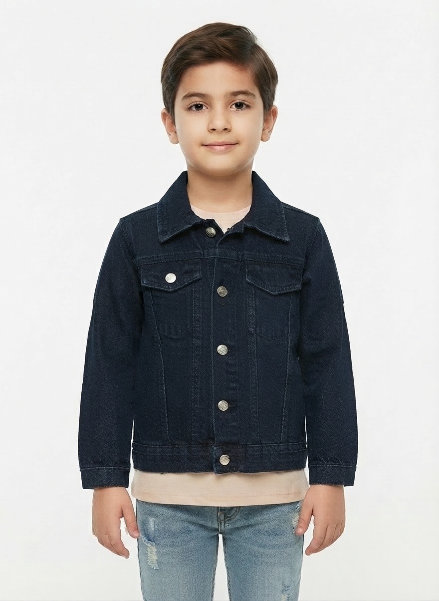Güler Butik Unisex Gri Mavi Siyah Renk Alternatifli Kot Ceket- Unisex Çocuk Denim Ceket görsel 3
