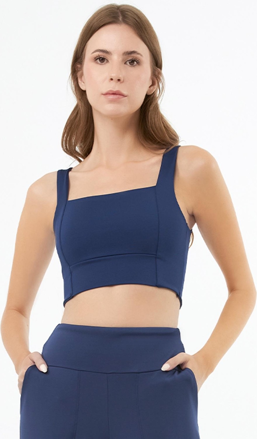 Cottonhill Lacivert Kare Yaka Crop Top Büstiyer