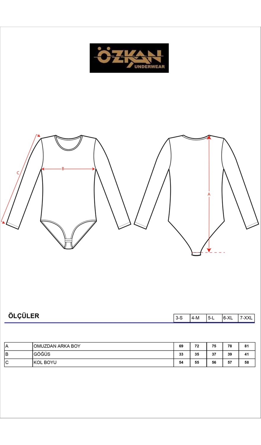 Özkan Underwear 0600 Kadın Pamuklu Likralı Uzun Kollu Yuvarlak Yaka Kancalı Çıtçıtlı Örme Body görsel 5