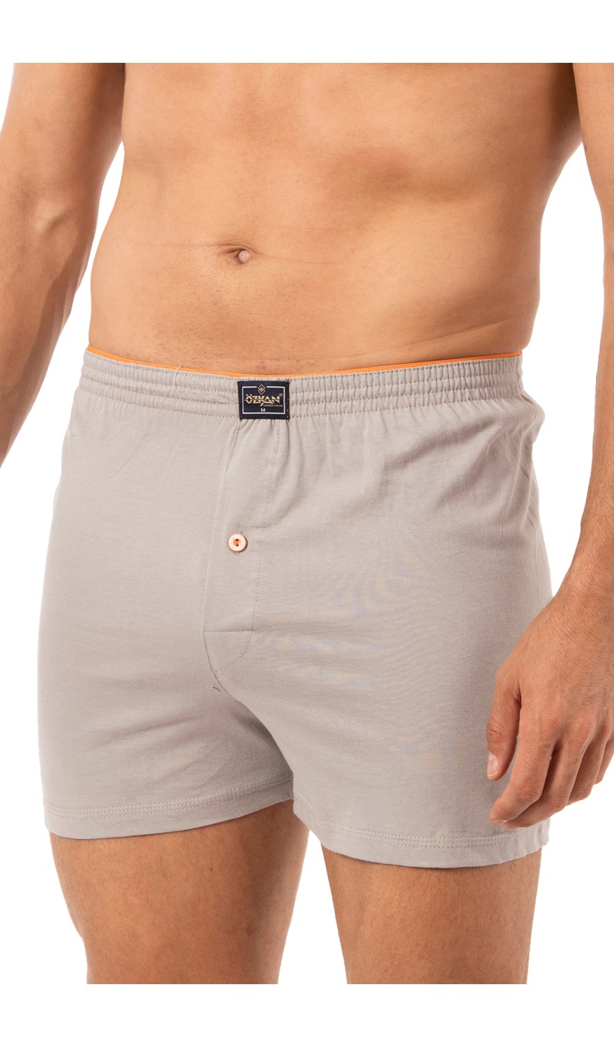 Özkan Underwear 0041 Erkek Şardonlu Pamuklu Düğmeli Penye Boxer görsel 3