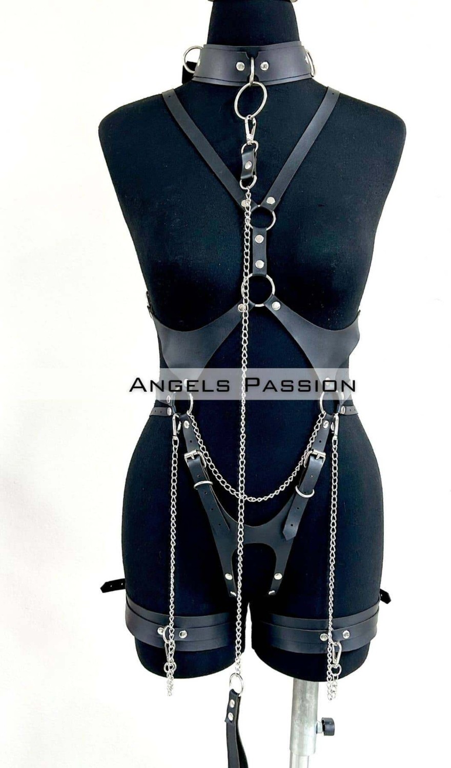 Beruflic Tasma ve Zincir Detaylı Şık Deri Harness, Deri Fantezi Giyim- BRF1225 görsel 7