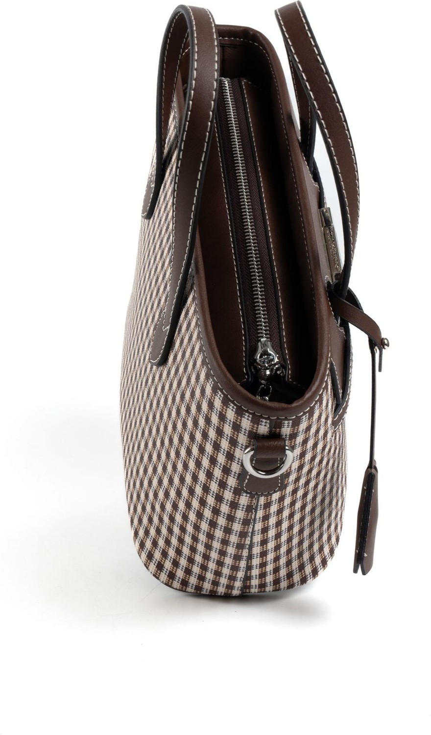 Silver & Polo Silver Polo Kahve Sarı - Kahve Ekose Line Kare Kadın El Çantası SP1185 görsel 4